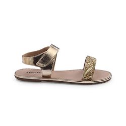 Pine Kids Formal & Party Wear Sandal with Velcro Closer  & Sequence Embroidery - Gold