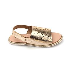 Pine Kids Sandals with Velcro Closure & Foil Detailing - Rose Gold