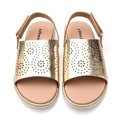 Pine Kids Sandals with Velcro Closure & Foil Detailing - Rose Gold