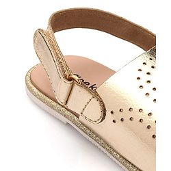 Pine Kids Sandals with Velcro Closure & Foil Detailing - Rose Gold