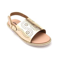 Pine Kids Sandals with Velcro Closure & Foil Detailing - Rose Gold