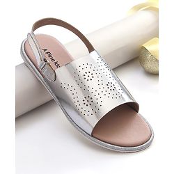 Pine Kids Sandals with Velcro Closure & Foil Detailing - Rose Gold
