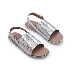 Pine Kids Sandals with Velcro Closure & Foil Detailing - Rose Gold