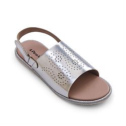 Pine Kids Sandals with Velcro Closure & Foil Detailing - Rose Gold