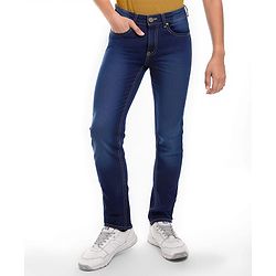 Pine Kids Denim Woven Full Length Washed Jeans - Navy Blue