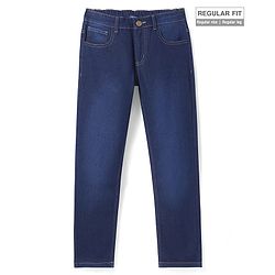 Pine Kids Denim Woven Full Length Washed Jeans - Navy Blue