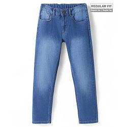 Pine Kids Denim Woven Full Length Washed Jeans - Navy Blue