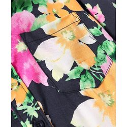 Pine Kids Viscose Woven Half Sleeves Shirt with Floral Print - Black