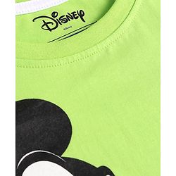 Pine kids Disney Single Jersey Knit Half Sleeves T-Shirt with Mickey Mouse Front & Back Graphics - Limegreen