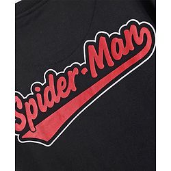 Pine Kids Marvel Terry Knit Half Drop Shoulder Sleeves Over Size Fit T-Shirt with Spider Man Graphic - Black