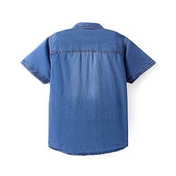 Pine Kids Denim Woven Half Sleeves Washed Shirt - Navy Blue