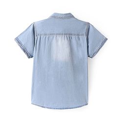 Pine Kids Denim Woven Half Sleeves Washed Shirt - Navy Blue