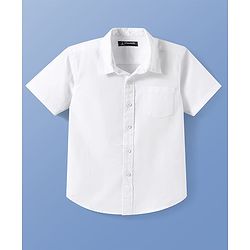 Pine Kids Cotton Woven Half Sleeves Solid Color Shirt - White