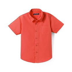 Pine Kids Cotton Woven Half Sleeves Solid Color Shirt - White