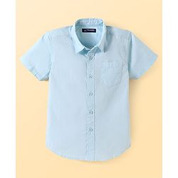 Pine Kids Cotton Woven Half Sleeves Solid Color Shirt - White