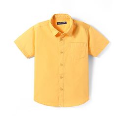 Pine Kids Cotton Woven Half Sleeves Solid Color Shirt - White