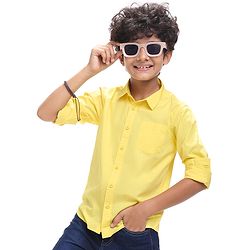 Pine Kids Cotton Woven Full Sleeves Solid Color Shirt - Lime Green