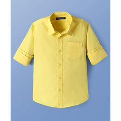 Pine Kids Cotton Woven Full Sleeves Solid Color Shirt - Lime Green