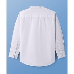 Pine Kids Cotton Woven Full Sleeves  Mandarin Collar Solid Shirt - White