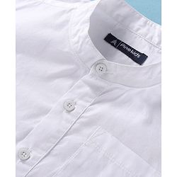 Pine Kids Cotton Woven Full Sleeves  Mandarin Collar Solid Shirt - White