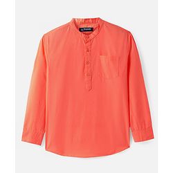 Pine Kids Cotton Woven Full Sleeves  Mandarin Collar Solid Shirt - White