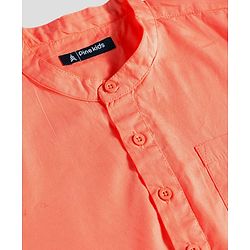 Pine Kids Cotton Woven Full Sleeves  Mandarin Collar Solid Shirt - White
