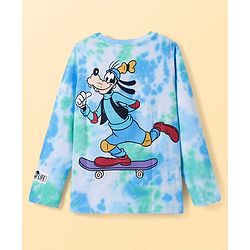Pine Kids Disney Cotton Knit Full Sleeve T-Shirt With Mickey Mouse & Goofy Graphic - Blue Green
