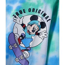 Pine Kids Disney Cotton Knit Full Sleeve T-Shirt With Mickey Mouse & Goofy Graphic - Blue Green