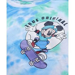 Pine Kids Disney Cotton Knit Full Sleeve T-Shirt With Mickey Mouse & Goofy Graphic - Blue Green