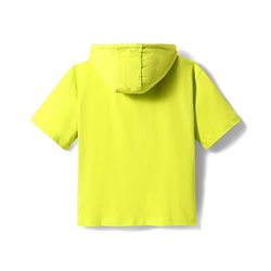 Pine Kids Cotton Knit Half Sleeves Hooded T-Shirt & Lounge Pant with Text Print - Navy Blue & Yellow
