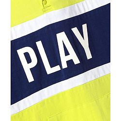 Pine Kids Cotton Knit Half Sleeves Hooded T-Shirt & Lounge Pant with Text Print - Navy Blue & Yellow