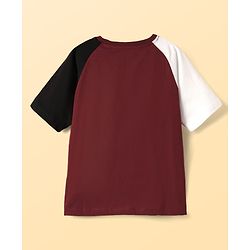 Pine Kids Cotton Knit Half Raglan Sleeves T-Shirt & Trouser with Click Flip In Motion Text Print - Black & Maroon
