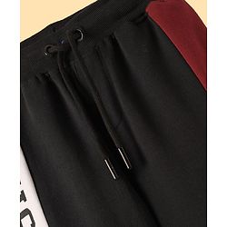 Pine Kids Cotton Knit Half Raglan Sleeves T-Shirt & Trouser with Click Flip In Motion Text Print - Black & Maroon
