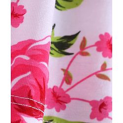Pine Kids Cotton Knit Sleeveless A-Line Frock with Floral Print - Dark Pink