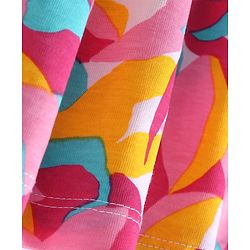 Pine Kids Cotton Knit Sleeveless A-Line Frock with Abstract Print - Dark Pink & Yellow