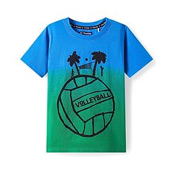 Pine Kids Cotton Knit Half Sleeves T-Shirt with Text Print - Blue & Green