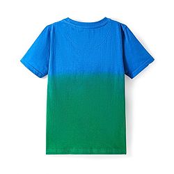 Pine Kids Cotton Knit Half Sleeves T-Shirt with Text Print - Blue & Green