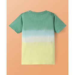 Pine Kids Cotton Knit Half Sleeves T-Shirt with Text Print - Green & Yellow