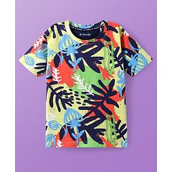 Pine Kids Cotton Knit Half Sleeves Tropical Printed T-Shirt - White