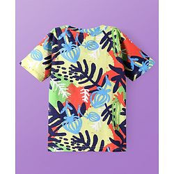 Pine Kids Cotton Knit Half Sleeves Tropical Printed T-Shirt - White