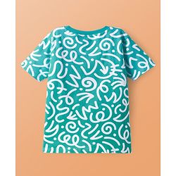 Pine Kids Cotton Knit Half Sleeves T-Shirt with Abstract Print - White