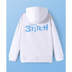 Pine Kids Disney Terry Knit Full Drop Shoulder Sleeves Hooded Oversized Sweatshirt with Front & Back Stitch Print - White