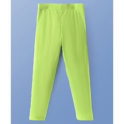 Pine Kids Knit Cotton Full Length Leggings with Text Print - Neon Green