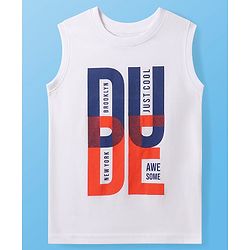 Pine Kids Cotton Knit Sleeveless Tank T-Shirts with Beach Theme & Take it Easy Text Print Pack of 5 - Black Purple & Orange