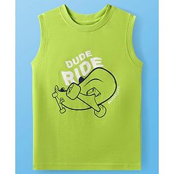 Pine Kids Cotton Knit Sleeveless Tank T-Shirts with Beach Theme & Take it Easy Text Print Pack of 5 - Black Purple & Orange