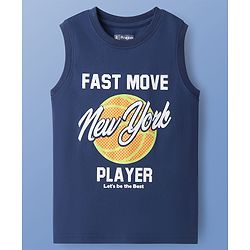 Pine Kids Cotton Knit Sleeveless Tank T-Shirts with Cool Dude Text Print Pack Of 5 - White Navy Blue & Lilac