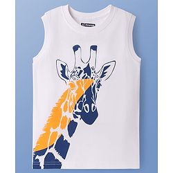 Pine Kids Cotton Knit Sleeveless Tank T-Shirts with Cool Dude Text Print Pack Of 5 - White Navy Blue & Lilac