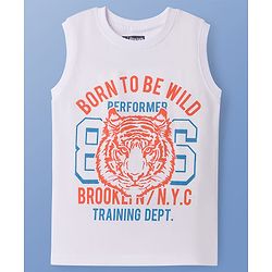 Pine Kids Cotton Knit Sleeveless Tank T-Shirts with Cool Dude Text Print Pack Of 5 - White Navy Blue & Lilac
