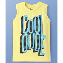 Pine Kids Cotton Knit Sleeveless Tank T-Shirts with Cool Dude Text Print Pack Of 5 - White Navy Blue & Lilac