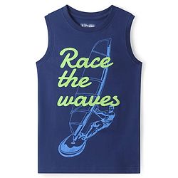 Pine Kids Cotton Knit Sleeveless Tank T-Shirts with Sport Theme & Future is You Print Pack of 5 - Black Purple & Navy Blue